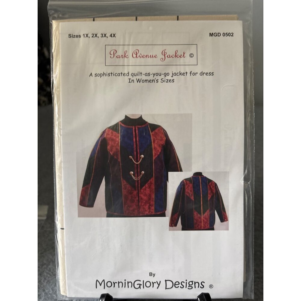 MorningGlory Designs Park Avenue Jacket Quilt-As-You-Go Pattern Size 1X 2X 3X 4X